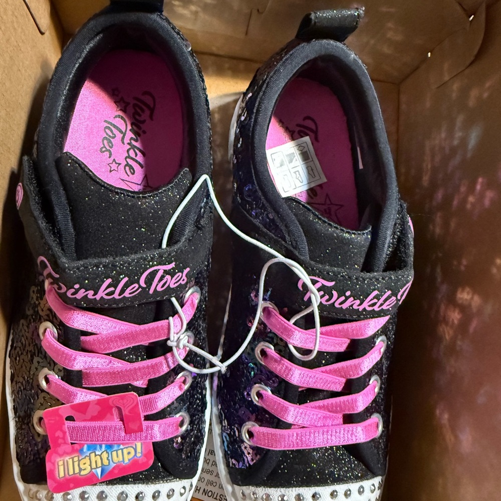 Kids Light-Up Black and Pink Shoes